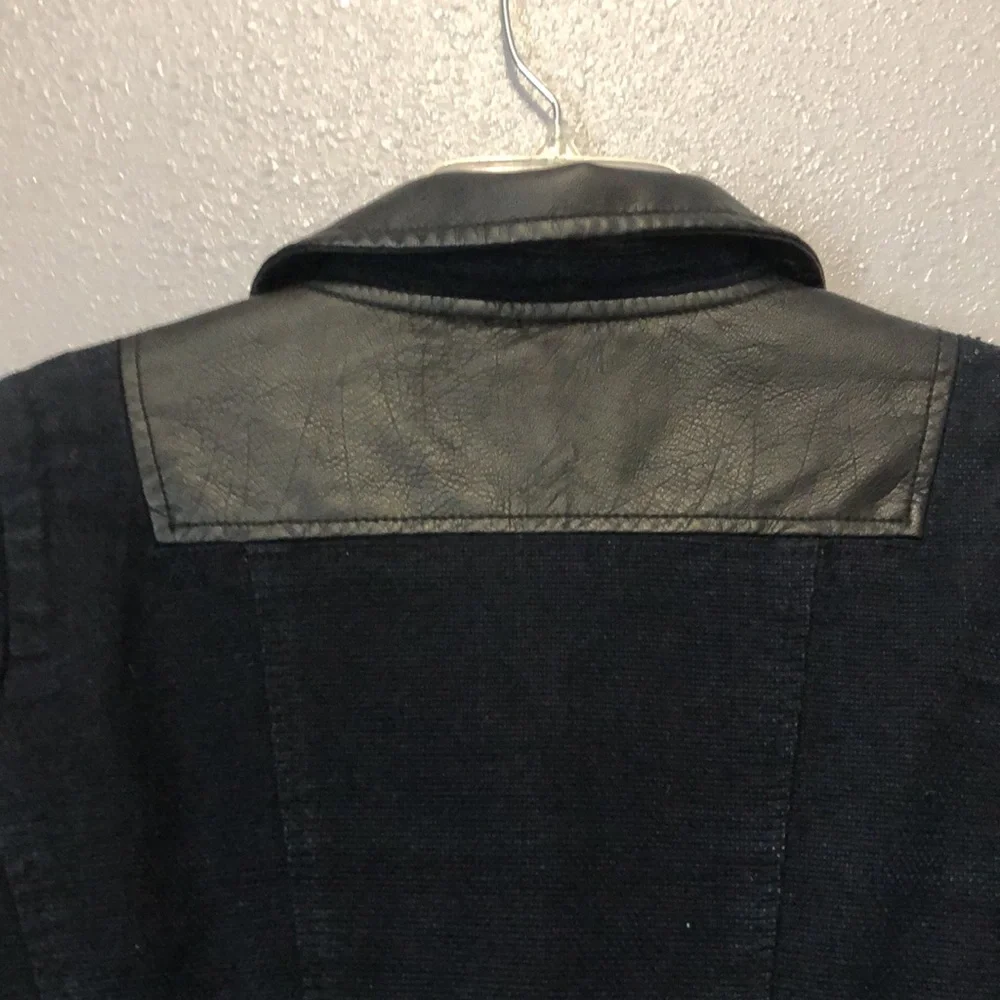 Blank NYC blue black canvas faux leather jacket Women's M biker motorcycle punk - Picture 13 of 16